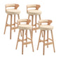 Scandinavian Wood Round Seat Stool Faux Leather Low Back Upholstered Counter Stool Beige Natural 4 Piece Set Clearhalo 'Bar Furniture' 'Bar Stools' 'bar_stools' 'furn' 'furn_bar_stools' 'Furniture' 'Kitchen & Dining Furniture' 5847573