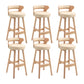 Scandinavian Wood Round Seat Stool Faux Leather Low Back Upholstered Counter Stool Beige Natural 6 Piece Set Clearhalo 'Bar Furniture' 'Bar Stools' 'bar_stools' 'furn' 'furn_bar_stools' 'Furniture' 'Kitchen & Dining Furniture' 5847574
