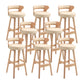 Scandinavian Wood Round Seat Stool Faux Leather Low Back Upholstered Counter Stool Beige Natural 8 Piece Set Clearhalo 'Bar Furniture' 'Bar Stools' 'bar_stools' 'furn' 'furn_bar_stools' 'Furniture' 'Kitchen & Dining Furniture' 5847575