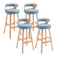 Scandinavian Wood Round Seat Stool Faux Leather Low Back Upholstered Counter Stool Light Blue Natural 4 Piece Set Clearhalo 'Bar Furniture' 'Bar Stools' 'bar_stools' 'furn' 'furn_bar_stools' 'Furniture' 'Kitchen & Dining Furniture' 5847578