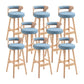 Scandinavian Wood Round Seat Stool Faux Leather Low Back Upholstered Counter Stool Light Blue Natural 8 Piece Set Clearhalo 'Bar Furniture' 'Bar Stools' 'bar_stools' 'furn' 'furn_bar_stools' 'Furniture' 'Kitchen & Dining Furniture' 5847580