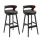 Scandinavian Wood Round Seat Stool Faux Leather Low Back Upholstered Counter Stool Black 2 Piece Set Clearhalo 'Bar Furniture' 'Bar Stools' 'bar_stools' 'furn' 'furn_bar_stools' 'Furniture' 'Kitchen & Dining Furniture' 5847582