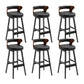 Scandinavian Wood Round Seat Stool Faux Leather Low Back Upholstered Counter Stool Black 6 Piece Set Clearhalo 'Bar Furniture' 'Bar Stools' 'bar_stools' 'furn' 'furn_bar_stools' 'Furniture' 'Kitchen & Dining Furniture' 5847584