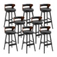 Scandinavian Wood Round Seat Stool Faux Leather Low Back Upholstered Counter Stool Black 8 Piece Set Clearhalo 'Bar Furniture' 'Bar Stools' 'bar_stools' 'furn' 'furn_bar_stools' 'Furniture' 'Kitchen & Dining Furniture' 5847585
