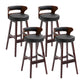 Scandinavian Wood Round Seat Stool Faux Leather Low Back Upholstered Counter Stool Black Red 4 Piece Set Clearhalo 'Bar Furniture' 'Bar Stools' 'bar_stools' 'furn' 'furn_bar_stools' 'Furniture' 'Kitchen & Dining Furniture' 5847588