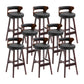 Scandinavian Wood Round Seat Stool Faux Leather Low Back Upholstered Counter Stool Black Red 8 Piece Set Clearhalo 'Bar Furniture' 'Bar Stools' 'bar_stools' 'furn' 'furn_bar_stools' 'Furniture' 'Kitchen & Dining Furniture' 5847590