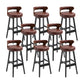 Scandinavian Wood Round Seat Stool Faux Leather Low Back Upholstered Counter Stool Brown Black 8 Piece Set Clearhalo 'Bar Furniture' 'Bar Stools' 'bar_stools' 'furn' 'furn_bar_stools' 'Furniture' 'Kitchen & Dining Furniture' 5847595