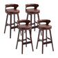 Scandinavian Wood Round Seat Stool Faux Leather Low Back Upholstered Counter Stool Brown Red 4 Piece Set Clearhalo 'Bar Furniture' 'Bar Stools' 'bar_stools' 'furn' 'furn_bar_stools' 'Furniture' 'Kitchen & Dining Furniture' 5847598