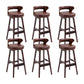 Scandinavian Wood Round Seat Stool Faux Leather Low Back Upholstered Counter Stool Brown Red 6 Piece Set Clearhalo 'Bar Furniture' 'Bar Stools' 'bar_stools' 'furn' 'furn_bar_stools' 'Furniture' 'Kitchen & Dining Furniture' 5847599