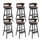 Scandinavian Wood Round Seat Stool Faux Leather Low Back Upholstered Counter Stool Dark Brown Black 6 Piece Set Clearhalo 'Bar Furniture' 'Bar Stools' 'bar_stools' 'furn' 'furn_bar_stools' 'Furniture' 'Kitchen & Dining Furniture' 5847604