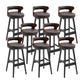 Scandinavian Wood Round Seat Stool Faux Leather Low Back Upholstered Counter Stool Dark Brown Black 8 Piece Set Clearhalo 'Bar Furniture' 'Bar Stools' 'bar_stools' 'furn' 'furn_bar_stools' 'Furniture' 'Kitchen & Dining Furniture' 5847605