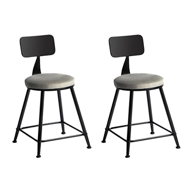 Industrial Metal Barstool Low Back Fabric Upholstered Counter Stool in Matte Finish Grey 2 Piece Set Short Stool(18"H) Clearhalo 'Bar Furniture' 'Bar Stools' 'bar_stools' 'furn' 'furn_bar_stools' 'Furniture' 'Kitchen & Dining Furniture' 5847608