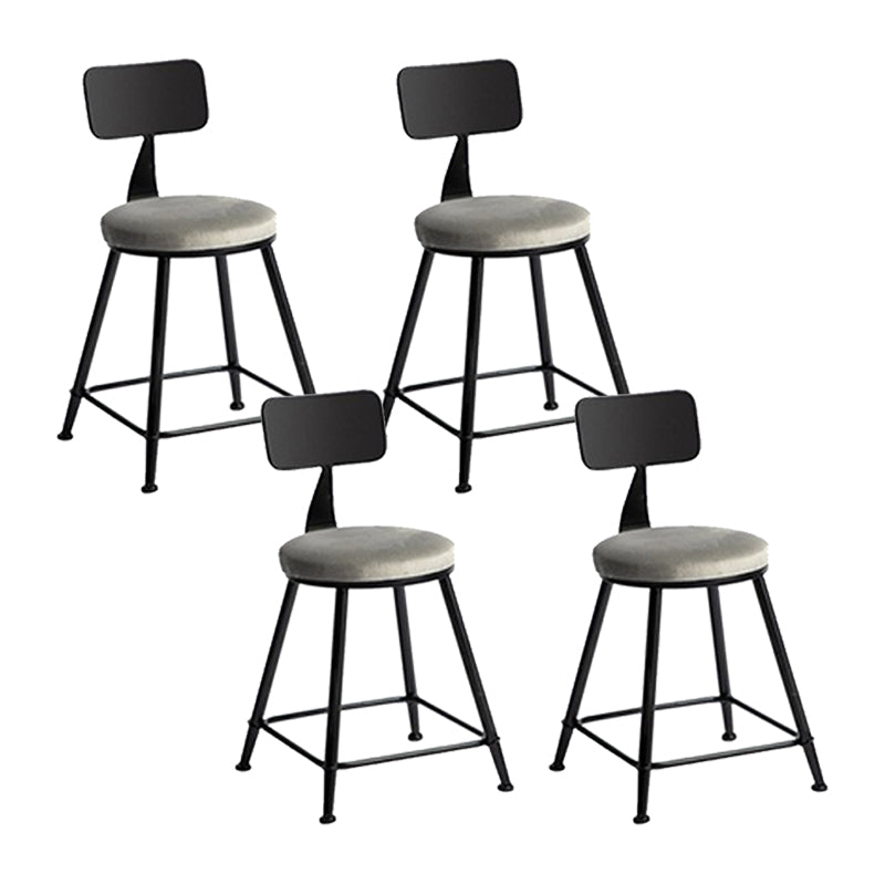 Industrial Metal Barstool Low Back Fabric Upholstered Counter Stool in Matte Finish Grey 4 Piece Set Short Stool(18"H) Clearhalo 'Bar Furniture' 'Bar Stools' 'bar_stools' 'furn' 'furn_bar_stools' 'Furniture' 'Kitchen & Dining Furniture' 5847610