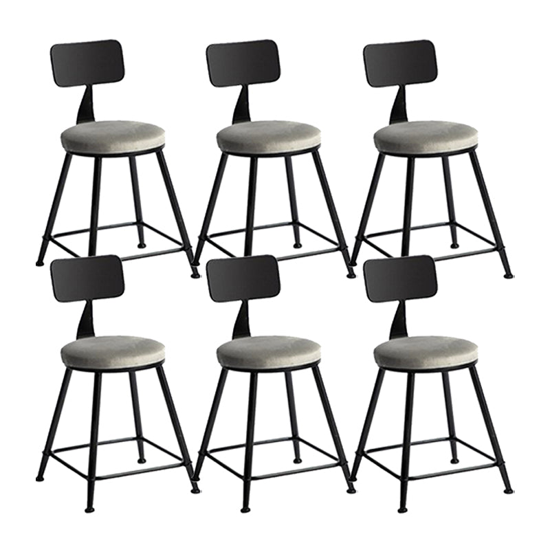 Industrial Metal Barstool Low Back Fabric Upholstered Counter Stool in Matte Finish Grey 6 Piece Set Short Stool(18"H) Clearhalo 'Bar Furniture' 'Bar Stools' 'bar_stools' 'furn' 'furn_bar_stools' 'Furniture' 'Kitchen & Dining Furniture' 5847611