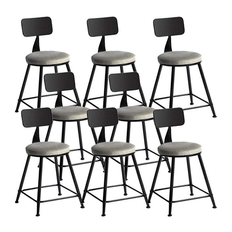 Industrial Metal Barstool Low Back Fabric Upholstered Counter Stool in Matte Finish Grey 8 Piece Set Short Stool(18"H) Clearhalo 'Bar Furniture' 'Bar Stools' 'bar_stools' 'furn' 'furn_bar_stools' 'Furniture' 'Kitchen & Dining Furniture' 5847614
