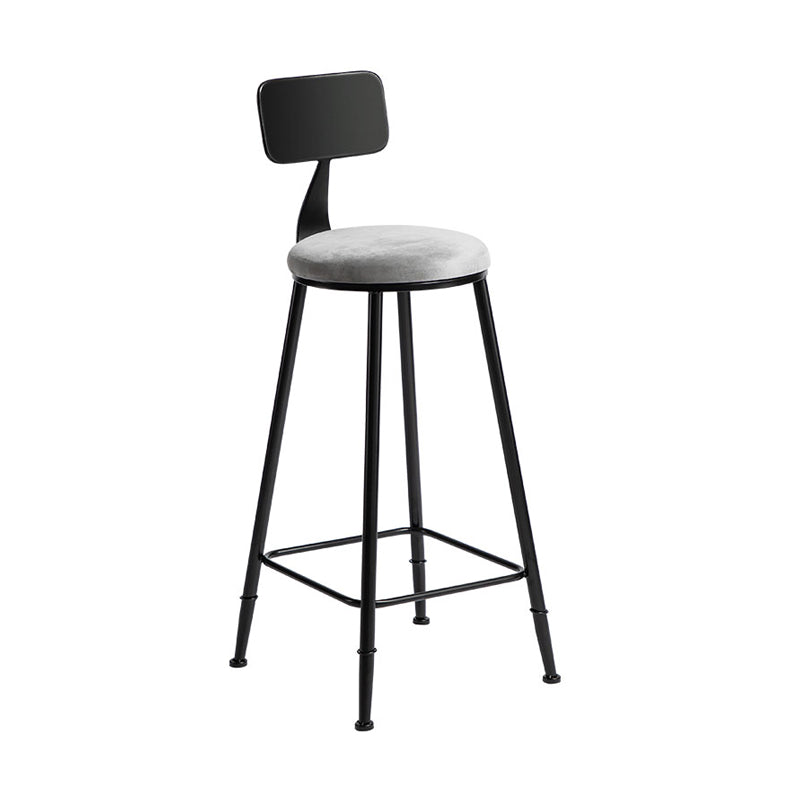 Industrial Metal Barstool Low Back Fabric Upholstered Counter Stool in Matte Finish Grey 1 Piece Bar Stool(30"H) Clearhalo 'Bar Furniture' 'Bar Stools' 'bar_stools' 'furn' 'furn_bar_stools' 'Furniture' 'Kitchen & Dining Furniture' 5847615