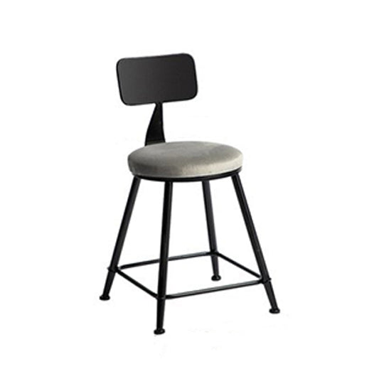 Industrial Metal Barstool Low Back Fabric Upholstered Counter Stool in Matte Finish Grey 1 Piece Short Stool(18"H)