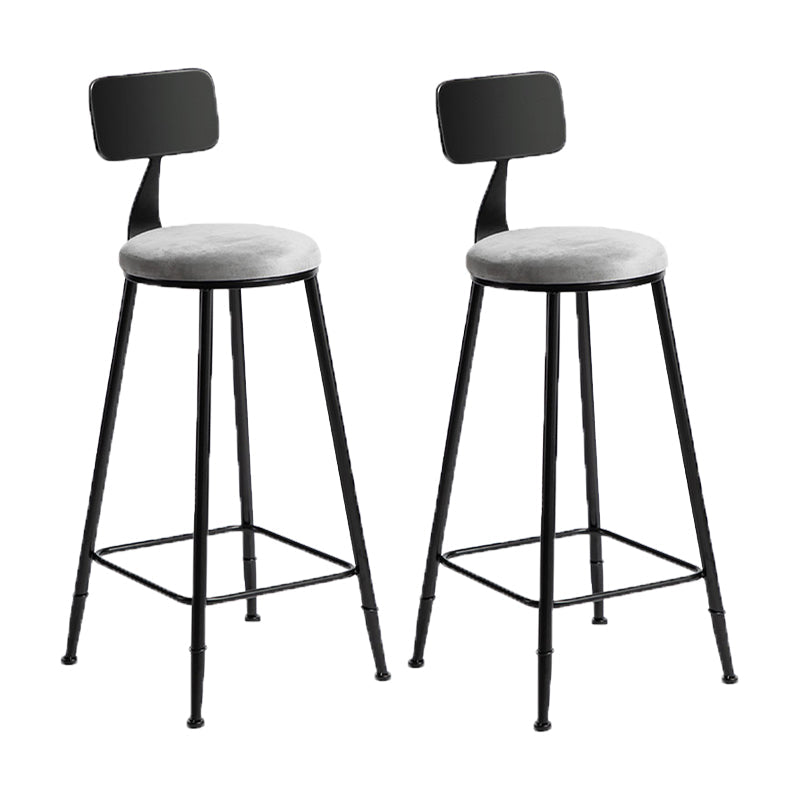 Industrial Metal Barstool Low Back Fabric Upholstered Counter Stool in Matte Finish Grey 2 Piece Set Bar Stool(30"H) Clearhalo 'Bar Furniture' 'Bar Stools' 'bar_stools' 'furn' 'furn_bar_stools' 'Furniture' 'Kitchen & Dining Furniture' 5847617
