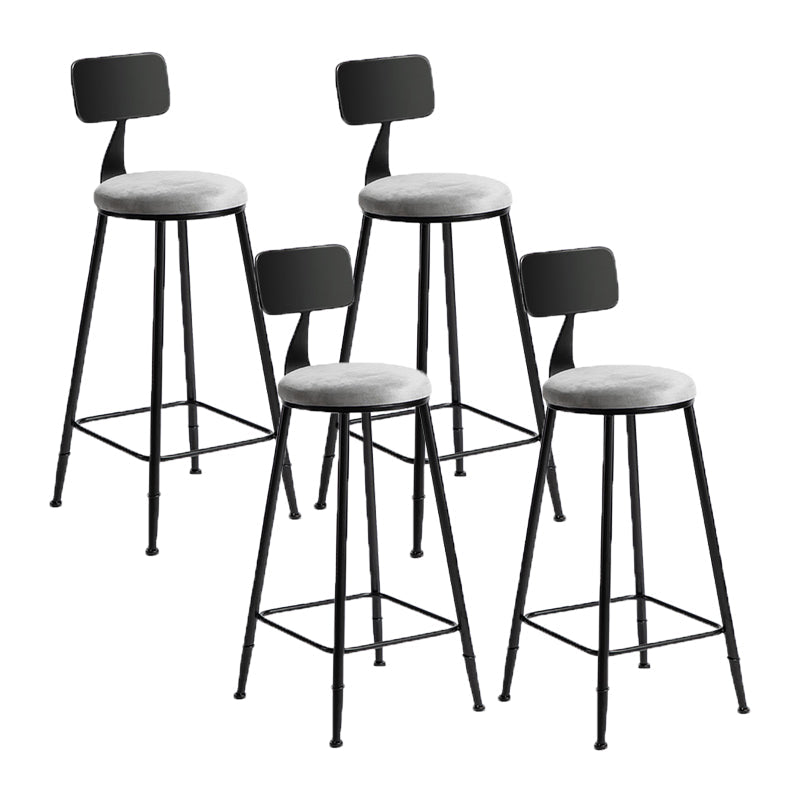 Industrial Metal Barstool Low Back Fabric Upholstered Counter Stool in Matte Finish Grey 4 Piece Set Bar Stool(30"H) Clearhalo 'Bar Furniture' 'Bar Stools' 'bar_stools' 'furn' 'furn_bar_stools' 'Furniture' 'Kitchen & Dining Furniture' 5847620