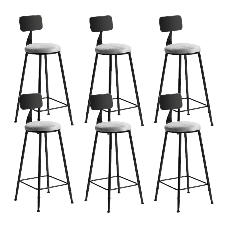 Industrial Metal Barstool Low Back Fabric Upholstered Counter Stool in Matte Finish Grey 6 Piece Set Bar Stool(30"H) Clearhalo 'Bar Furniture' 'Bar Stools' 'bar_stools' 'furn' 'furn_bar_stools' 'Furniture' 'Kitchen & Dining Furniture' 5847621
