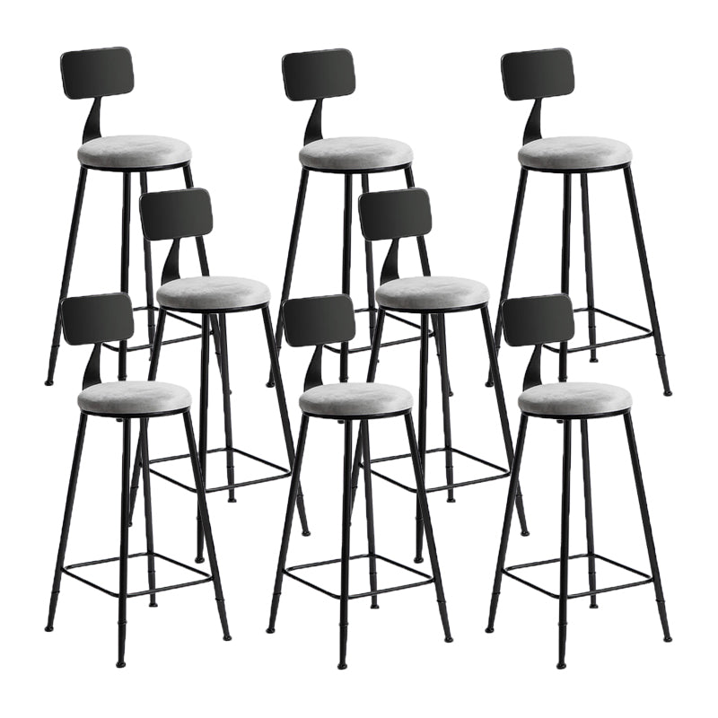 Industrial Metal Barstool Low Back Fabric Upholstered Counter Stool in Matte Finish Grey 8 Piece Set Bar Stool(30"H) Clearhalo 'Bar Furniture' 'Bar Stools' 'bar_stools' 'furn' 'furn_bar_stools' 'Furniture' 'Kitchen & Dining Furniture' 5847623