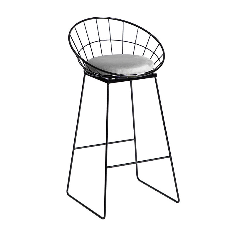 Industrial Metal Barstool Low Back Fabric Upholstered Counter Stool in Matte Finish Light Gray 1 Piece Bar Stool(30"H) Clearhalo 'Bar Furniture' 'Bar Stools' 'bar_stools' 'furn' 'furn_bar_stools' 'Furniture' 'Kitchen & Dining Furniture' 5847624