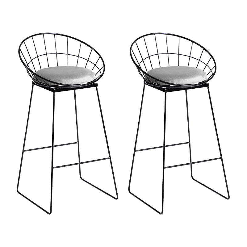 Industrial Metal Barstool Low Back Fabric Upholstered Counter Stool in Matte Finish Light Gray 2 Piece Set Bar Stool(30"H) Clearhalo 'Bar Furniture' 'Bar Stools' 'bar_stools' 'furn' 'furn_bar_stools' 'Furniture' 'Kitchen & Dining Furniture' 5847625