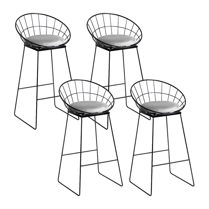Industrial Metal Barstool Low Back Fabric Upholstered Counter Stool in Matte Finish Light Gray 4 Piece Set Bar Stool(30"H) Clearhalo 'Bar Furniture' 'Bar Stools' 'bar_stools' 'furn' 'furn_bar_stools' 'Furniture' 'Kitchen & Dining Furniture' 5847626