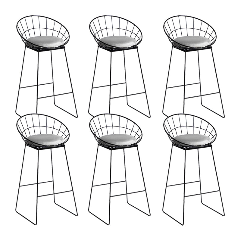 Industrial Metal Barstool Low Back Fabric Upholstered Counter Stool in Matte Finish Light Gray 6 Piece Set Bar Stool(30"H) Clearhalo 'Bar Furniture' 'Bar Stools' 'bar_stools' 'furn' 'furn_bar_stools' 'Furniture' 'Kitchen & Dining Furniture' 5847627