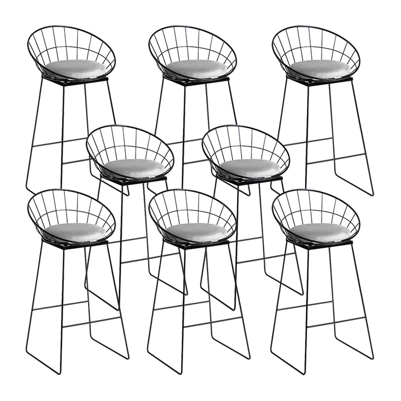Industrial Metal Barstool Low Back Fabric Upholstered Counter Stool in Matte Finish Light Gray 8 Piece Set Bar Stool(30"H) Clearhalo 'Bar Furniture' 'Bar Stools' 'bar_stools' 'furn' 'furn_bar_stools' 'Furniture' 'Kitchen & Dining Furniture' 5847628
