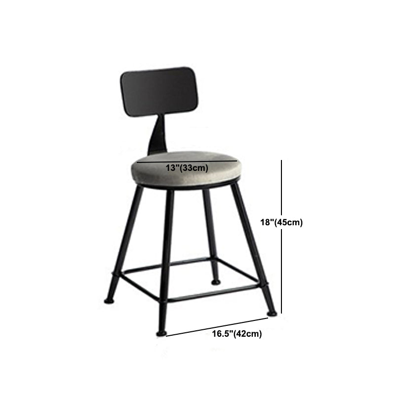Industrial Metal Barstool Low Back Fabric Upholstered Counter Stool in Matte Finish Clearhalo 'Bar Furniture' 'Bar Stools' 'bar_stools' 'furn' 'furn_bar_stools' 'Furniture' 'Kitchen & Dining Furniture' 5847629