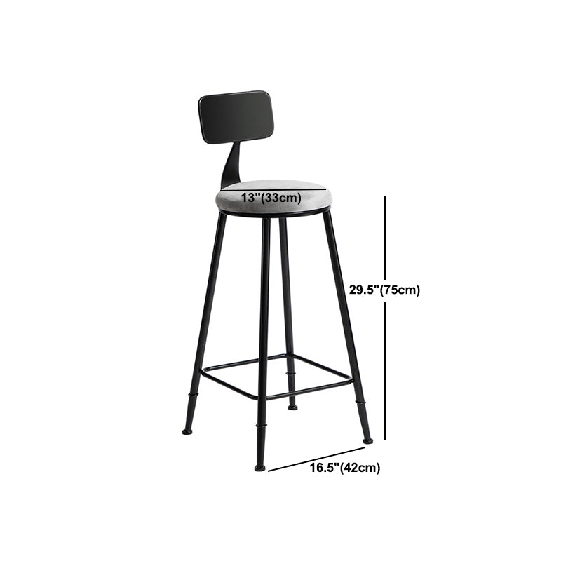 Industrial Metal Barstool Low Back Fabric Upholstered Counter Stool in Matte Finish Clearhalo 'Bar Furniture' 'Bar Stools' 'bar_stools' 'furn' 'furn_bar_stools' 'Furniture' 'Kitchen & Dining Furniture' 5847630