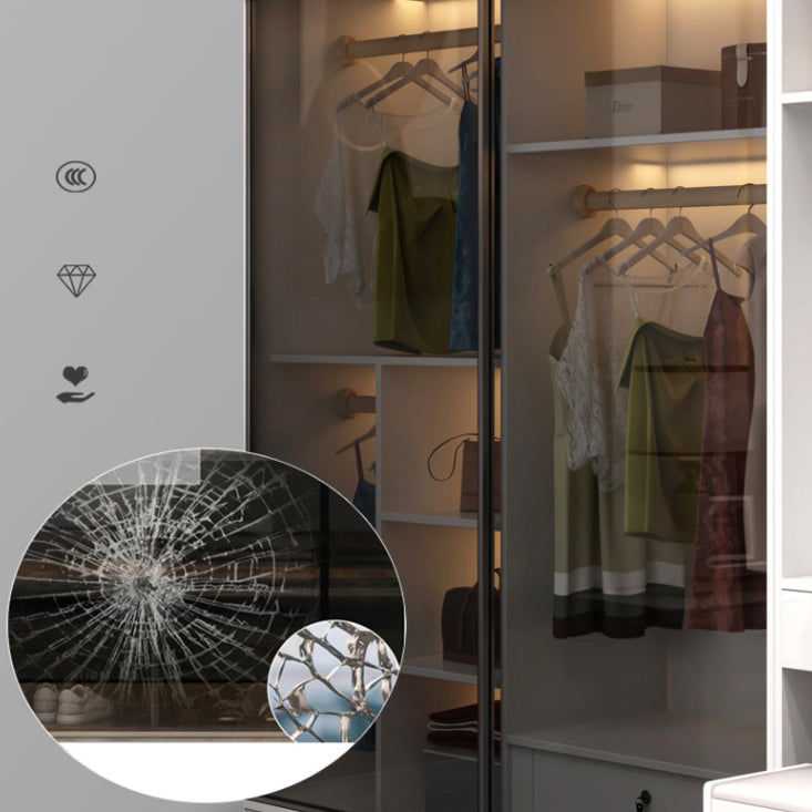 Hout- en glazen garderobe Armoire eigentijdse schuifgarderobe kast