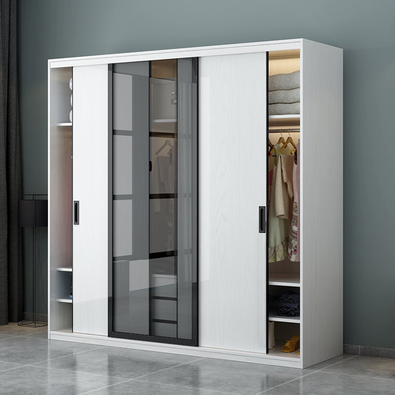 Contemporary Wardrobe Closet Wood and Glass Wardrobe Armoire