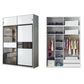 Contemporary Wardrobe Closet Wood and Glass Wardrobe Armoire