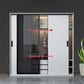 Contemporary Wardrobe Closet Wood and Glass Wardrobe Armoire