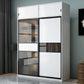 Contemporary Wardrobe Closet Wood and Glass Wardrobe Armoire