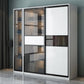 Contemporary Wardrobe Closet Wood and Glass Wardrobe Armoire