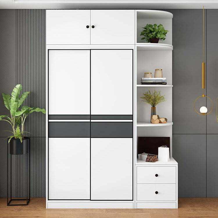 Eigentijdse stijl houten garderobe witte kleur doek staaf inbegrepen garderobe kast