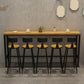 Industrial Style Bar Table Set 1/2/6/11 Pieces Rectangle Bar Table with High Stools 6 Pieces: Table, 5 Stools Clearhalo 'Bar Furniture' 'furn' 'furn_home_bar_bar_sets' 'Furniture' 'Home Bars & Bar Sets' 'home_bar_bar_sets' 'Kitchen & Dining Furniture' 5847937