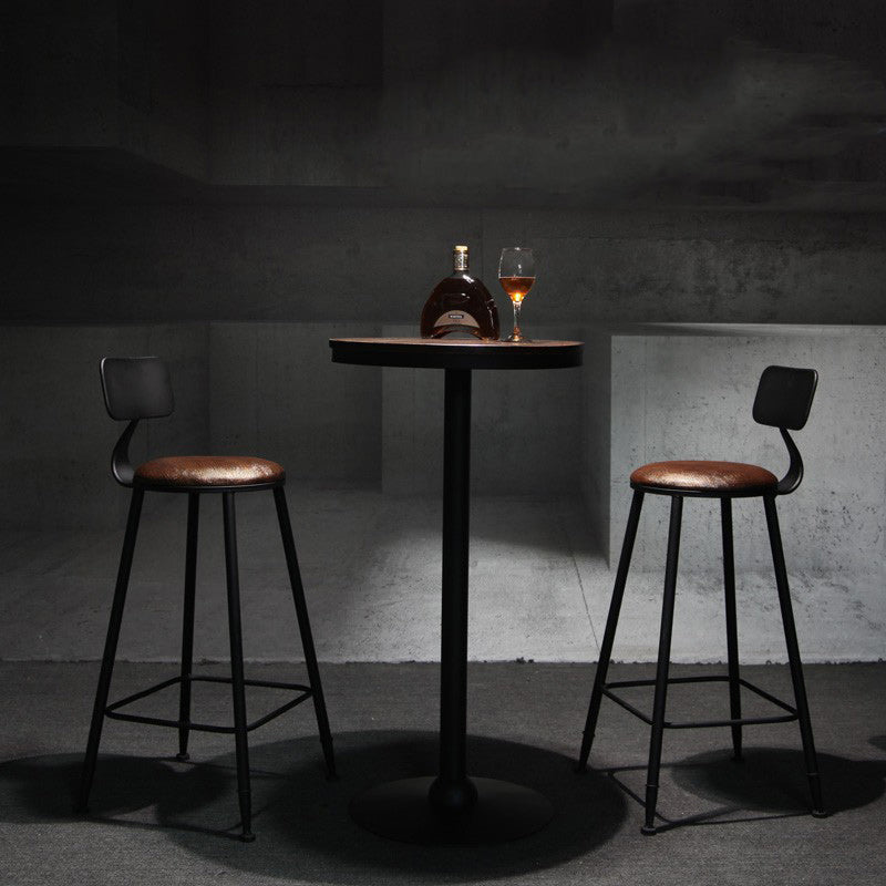 Industrial 1/2/3/4/5 Pieces Solid Wood Bar Table Set Fixed Counter Set for Home Use 3 Pieces: Brown Table, 2 Stools Clearhalo 'Bar Furniture' 'furn' 'furn_home_bar_bar_sets' 'Furniture' 'Home Bars & Bar Sets' 'home_bar_bar_sets' 'Kitchen & Dining Furniture' 5847997