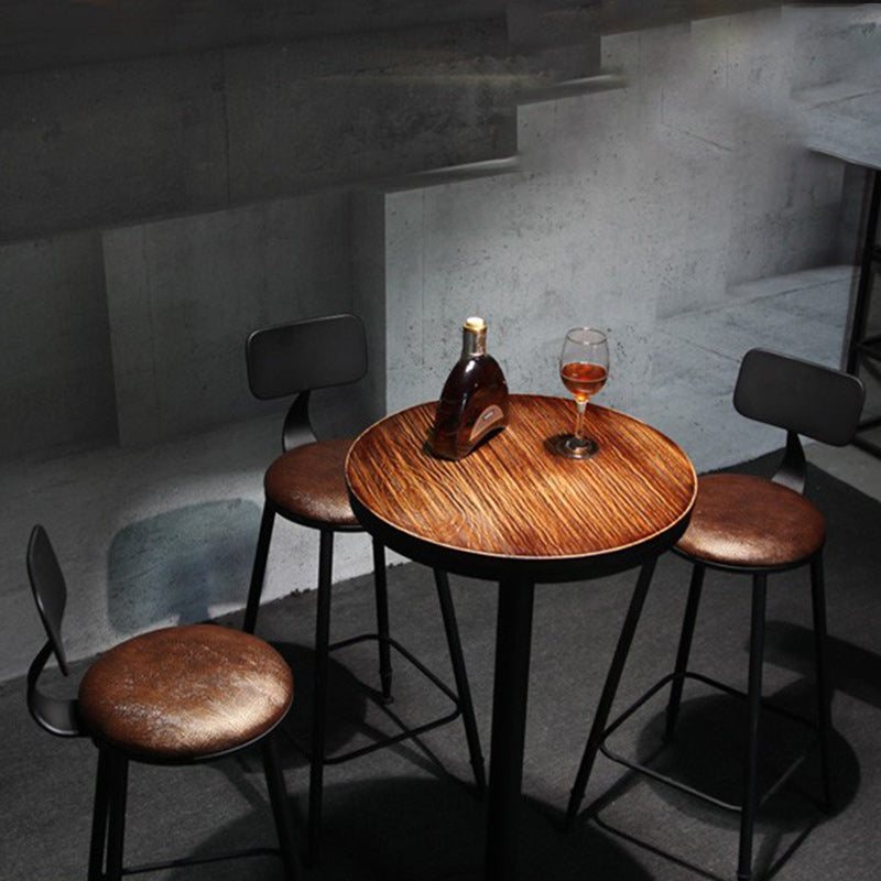 Industrial 1/2/3/4/5 Pieces Solid Wood Bar Table Set Fixed Counter Set for Home Use 4 Pieces: Table, 3 Stools Clearhalo 'Bar Furniture' 'furn' 'furn_home_bar_bar_sets' 'Furniture' 'Home Bars & Bar Sets' 'home_bar_bar_sets' 'Kitchen & Dining Furniture' 5847998