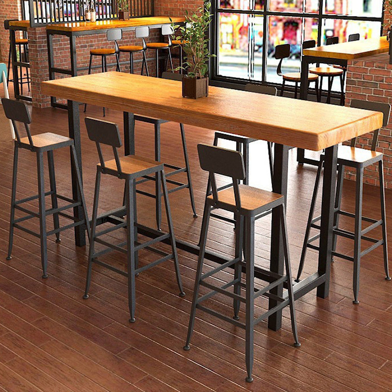 Industrial Style 1/2/7 Pieces Bar Table Set Rectangle Bar Table with High Stools Clearhalo 'Bar Furniture' 'furn' 'furn_home_bar_bar_sets' 'Furniture' 'Home Bars & Bar Sets' 'home_bar_bar_sets' 'Kitchen & Dining Furniture' 5848006