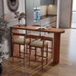 Modern 1/3/5 Pieces Bar Table Set Rubber Wood Counter Table for Living Room 5 Pieces: Table, 4 Brown Stools Clearhalo 'Bar Furniture' 'furn' 'furn_home_bar_bar_sets' 'Furniture' 'Home Bars & Bar Sets' 'home_bar_bar_sets' 'Kitchen & Dining Furniture' 5848030