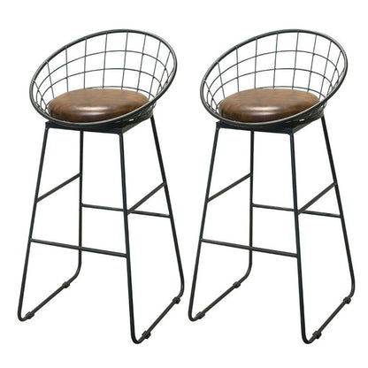 Industrial Style 1/2/3/5 Pieces Bar Table Set Rectangle Bar Table with High Wood Stools Brown 30"H Stools (Set of 2) Clearhalo 'Bar Furniture' 'furn' 'furn_home_bar_bar_sets' 'Furniture' 'Home Bars & Bar Sets' 'home_bar_bar_sets' 'Kitchen & Dining Furniture' 5848093