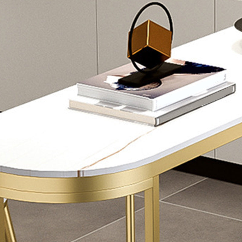 Glam Style 1/2/3 Pieces Bar Table Set Rectangle Stone Bar Table with Metal High Stools Clearhalo 'Bar Furniture' 'furn' 'furn_home_bar_bar_sets' 'Furniture' 'Home Bars & Bar Sets' 'home_bar_bar_sets' 'Kitchen & Dining Furniture' 5848194