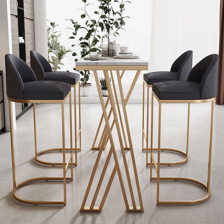 Luxurious Rectangular Pub Table Set 1/2/5 Pieces Artificial Marble Counter Table Set 5 Pieces: Table, 4 Stools Clearhalo 'Bar Furniture' 'furn' 'furn_home_bar_bar_sets' 'Furniture' 'Home Bars & Bar Sets' 'home_bar_bar_sets' 'Kitchen & Dining Furniture' 5848205