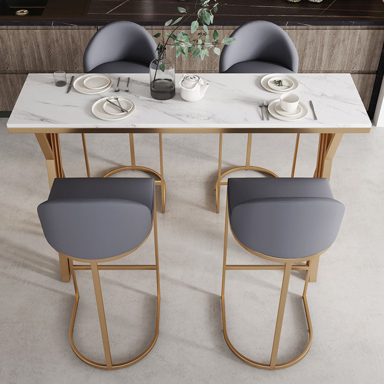 Luxurious Rectangular Pub Table Set 1/2/5 Pieces Artificial Marble Counter Table Set Clearhalo 'Bar Furniture' 'furn' 'furn_home_bar_bar_sets' 'Furniture' 'Home Bars & Bar Sets' 'home_bar_bar_sets' 'Kitchen & Dining Furniture' 5848207