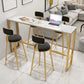Glam Style 1/2/5 Pieces Faux Marble Bar Table Set Fixed Table Counter Set for Home Use 5 Pieces: White Table, 4 Black Stools Clearhalo 'Bar Furniture' 'furn' 'furn_home_bar_bar_sets' 'Furniture' 'Home Bars & Bar Sets' 'home_bar_bar_sets' 'Kitchen & Dining Furniture' 5848232