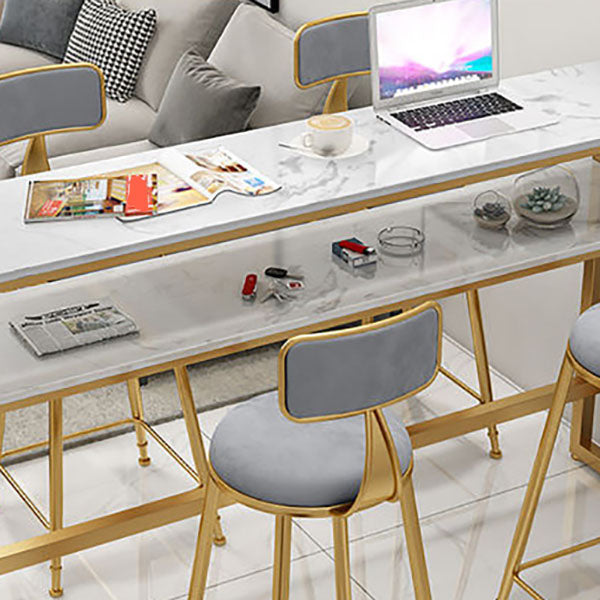 Glam Style 1/2/5 Pieces Faux Marble Bar Table Set Fixed Table Counter Set for Home Use Clearhalo 'Bar Furniture' 'furn' 'furn_home_bar_bar_sets' 'Furniture' 'Home Bars & Bar Sets' 'home_bar_bar_sets' 'Kitchen & Dining Furniture' 5848240